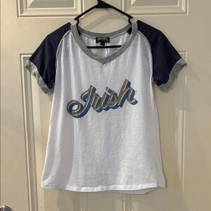 Notre Dame Fighting Irish White and Navy 'Irish' Graphic Tee Women’s Small